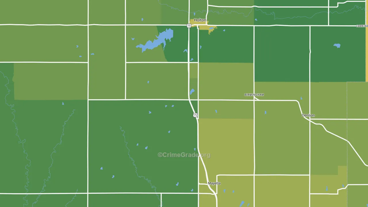 Jackson County, KS Map of Vehicle Theft Rates