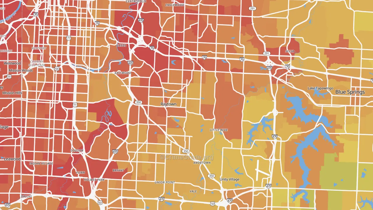 Jackson County, MO Map of Vehicle Theft Rates