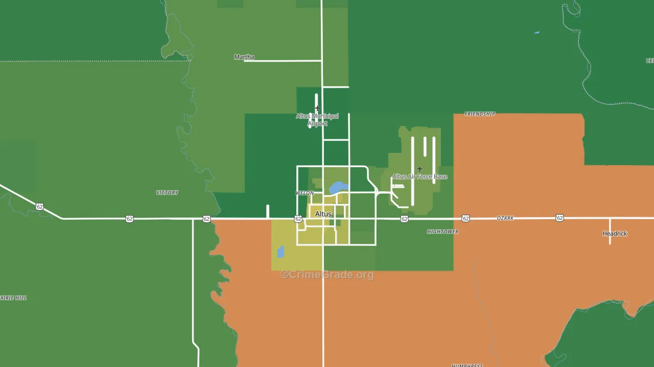 Jackson County, OK Map of Vehicle Theft Rates