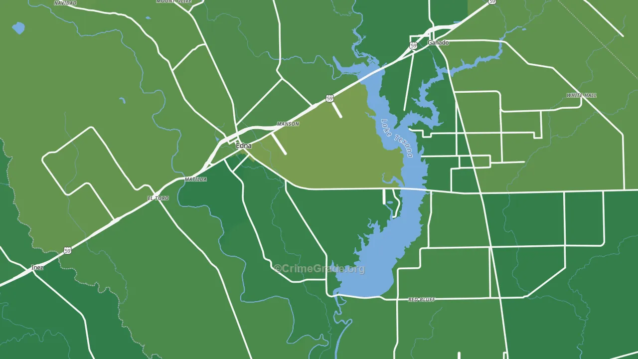 Jackson County, TX Map of Vehicle Theft Rates