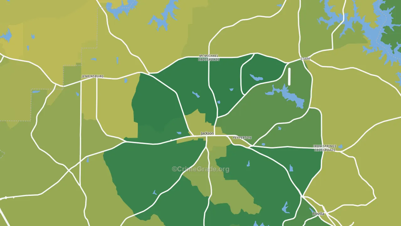 Jackson, GA Map of Vehicle Theft Rates