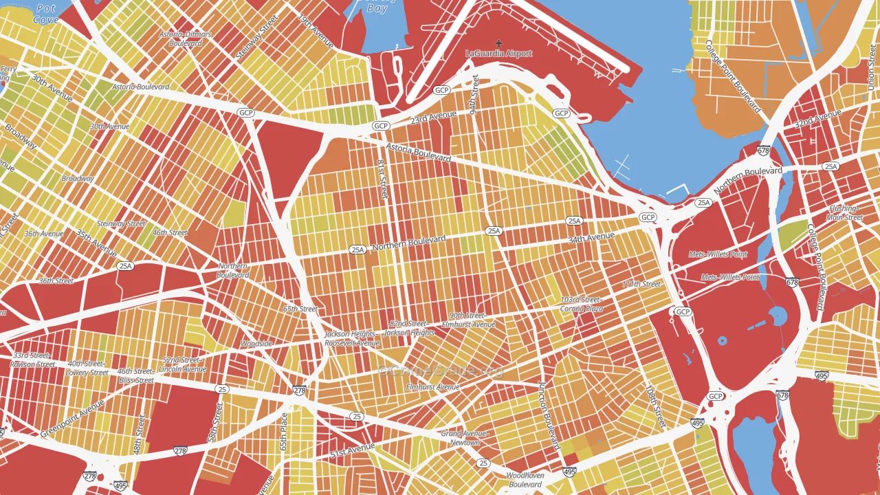 Jackson Heights-ny, Queens, NY Map of Vehicle Theft Rates