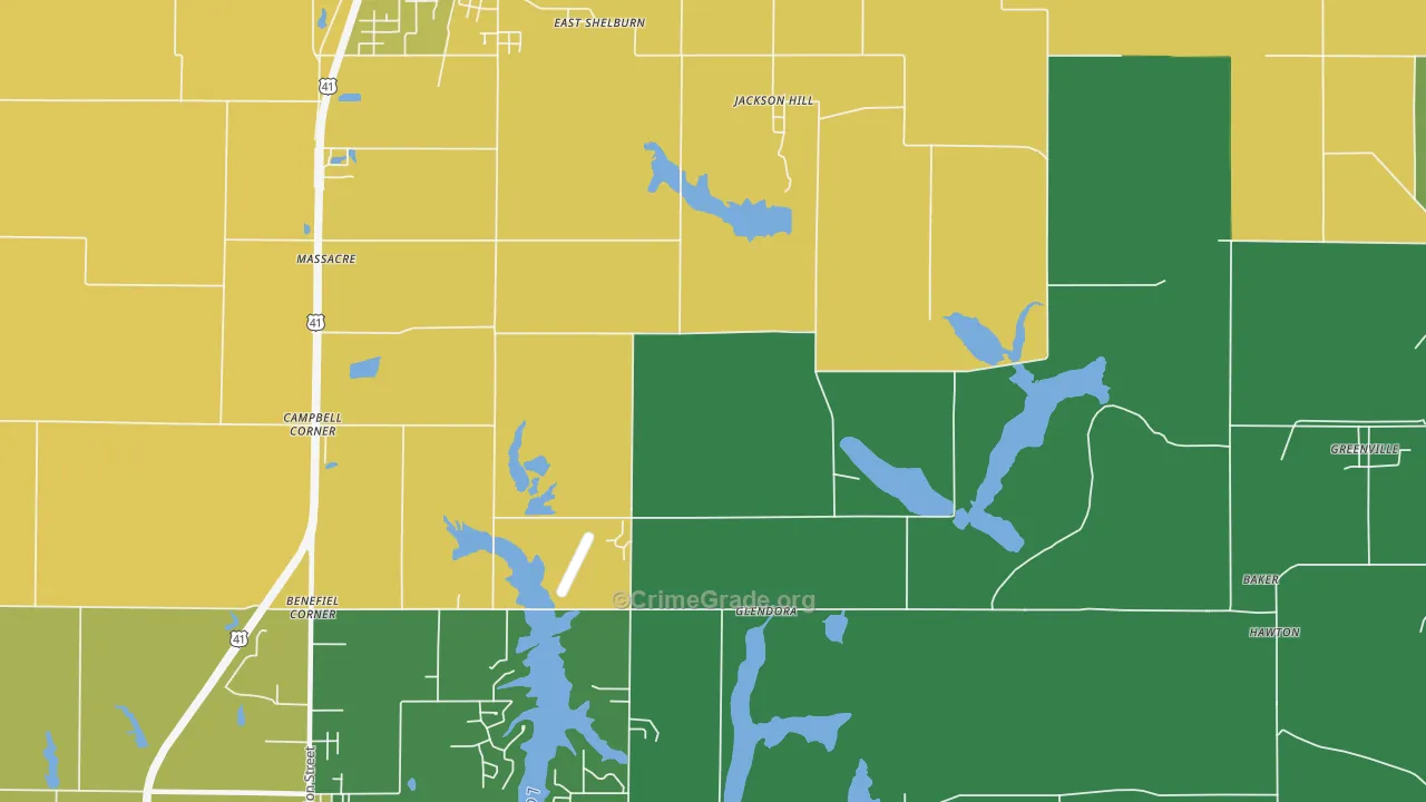 Jackson Hill, IN Map of Vehicle Theft Rates