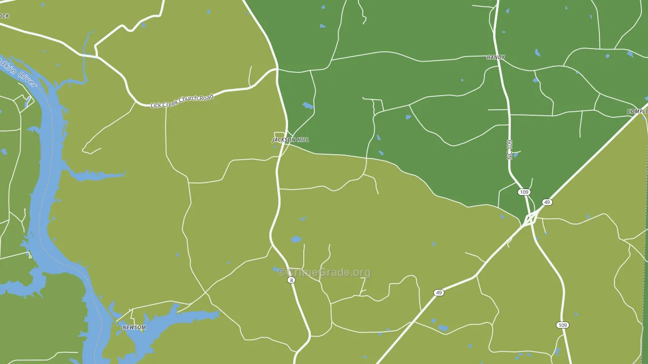 Jackson Hill, NC Map of Vehicle Theft Rates