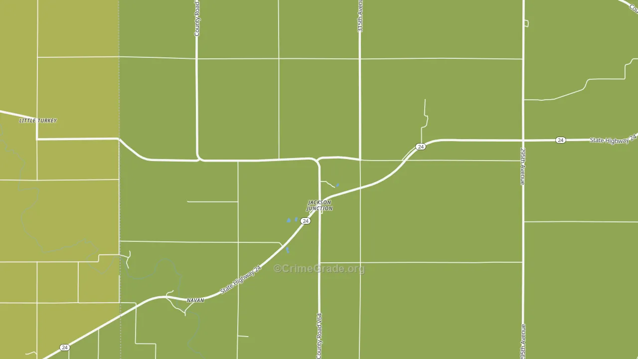 Jackson Junction, IA Map of Vehicle Theft Rates