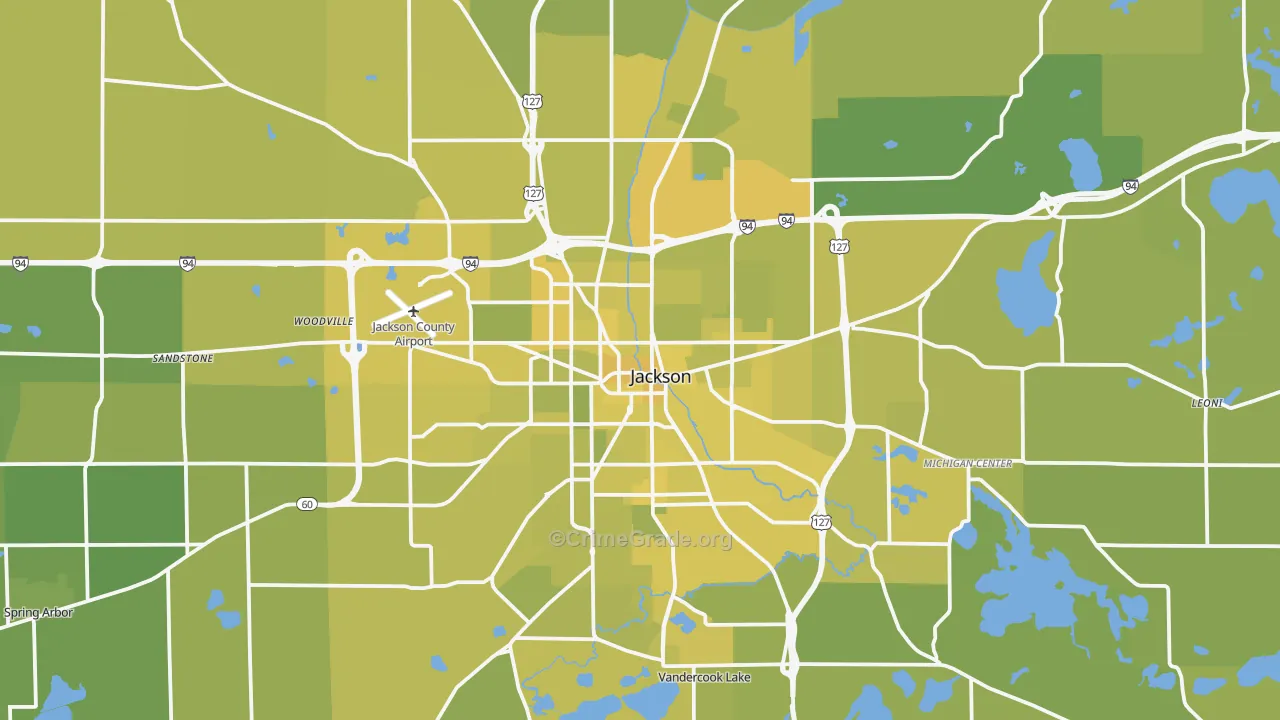 Jackson, MI Map of Vehicle Theft Rates