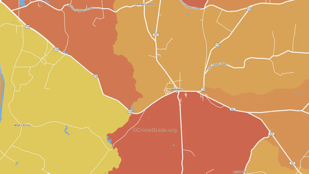Jackson, NC Map of Vehicle Theft Rates