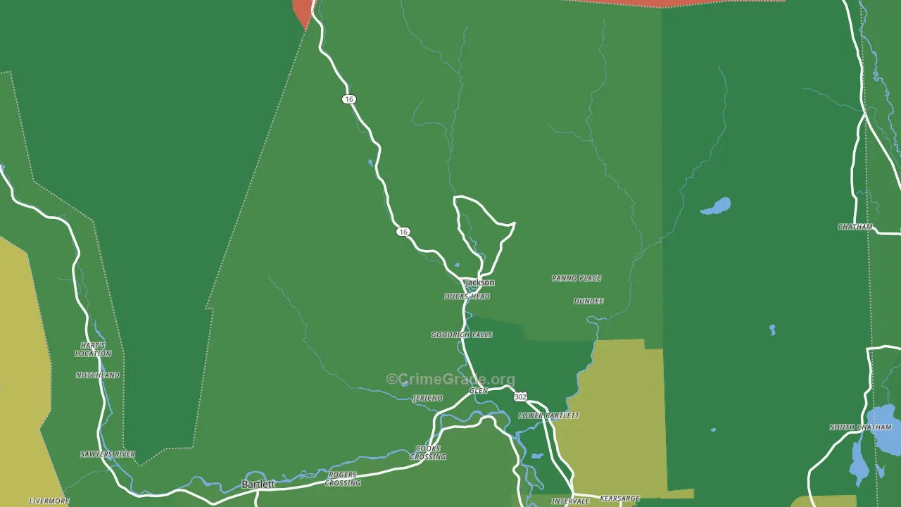 Jackson, NH Map of Vehicle Theft Rates