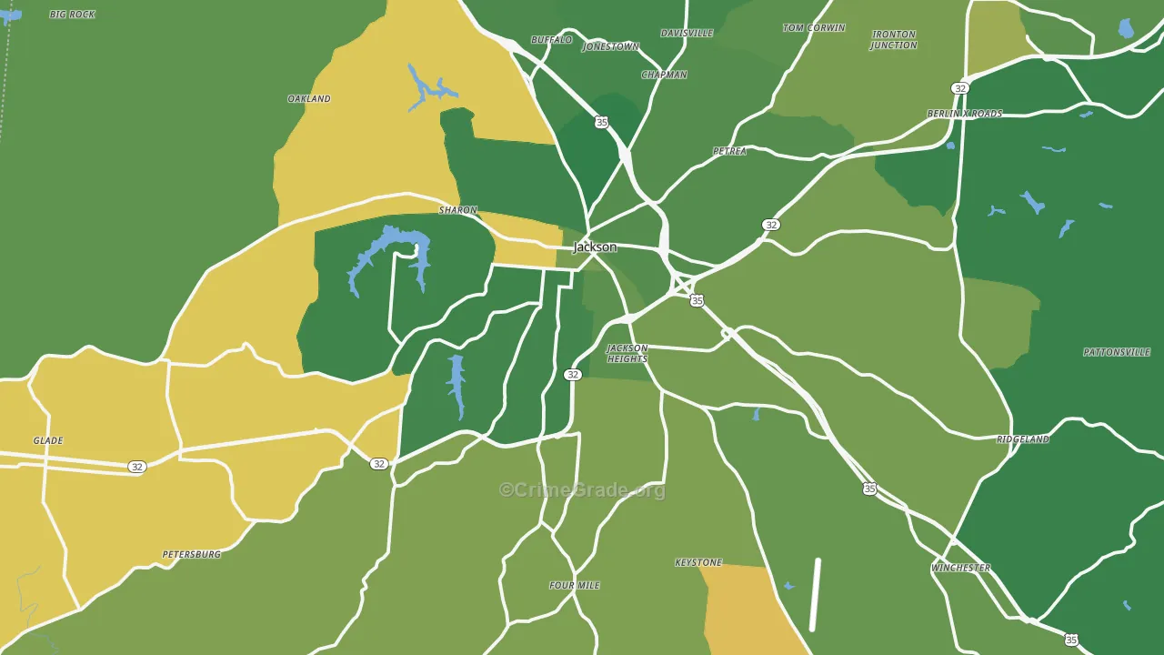 Jackson, OH Map of Vehicle Theft Rates