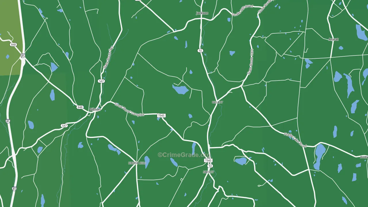 Jackson, PA Map of Vehicle Theft Rates