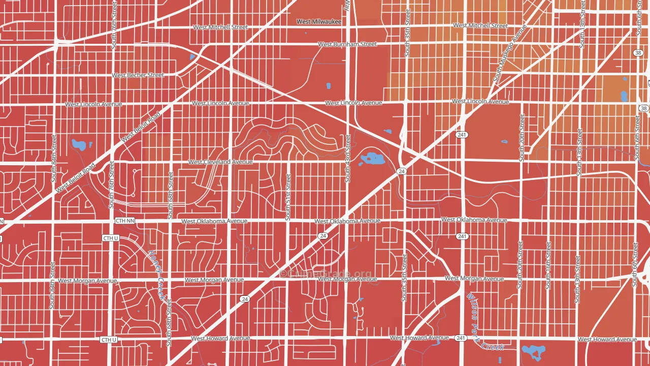 Jackson Park, Milwaukee, WI Map of Vehicle Theft Rates