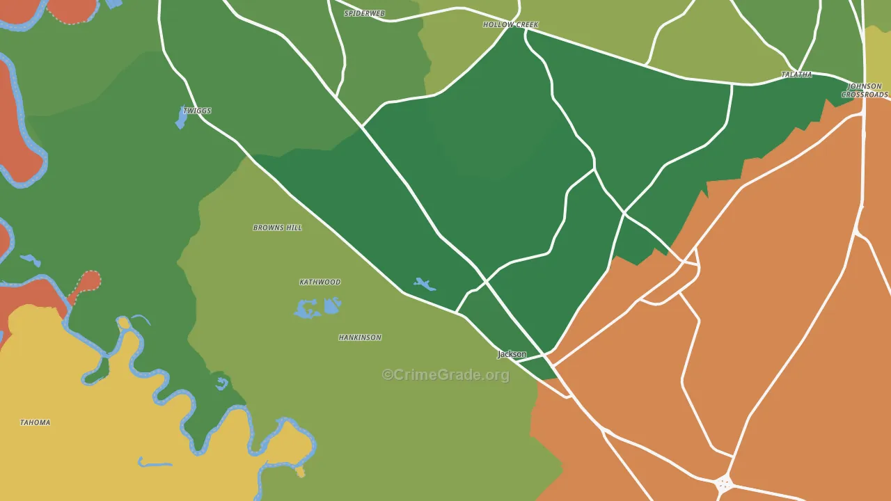 Jackson, SC Map of Vehicle Theft Rates