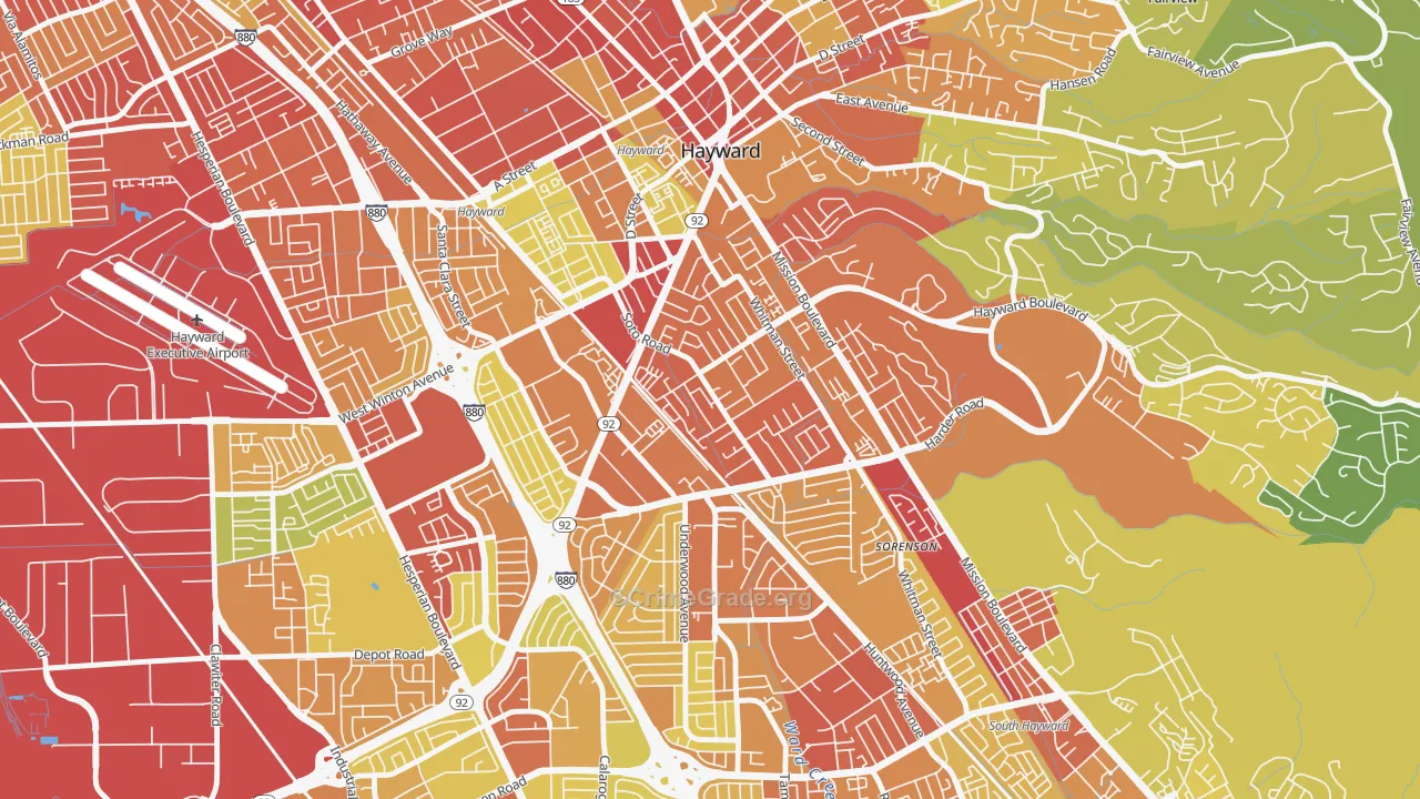Jackson Triangle, Hayward, CA Map of Vehicle Theft Rates