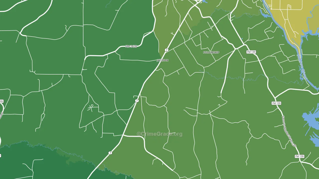 Jackson, TX Map of Vehicle Theft Rates