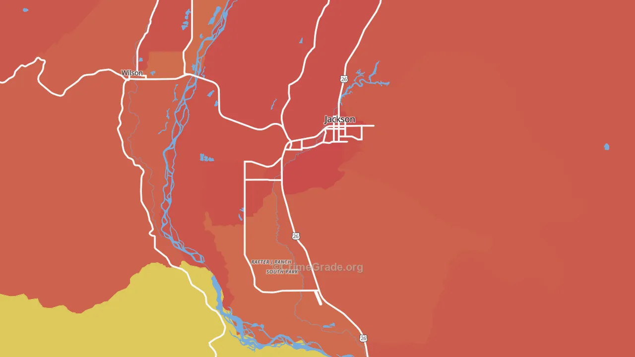 Jackson, WY Map of Vehicle Theft Rates