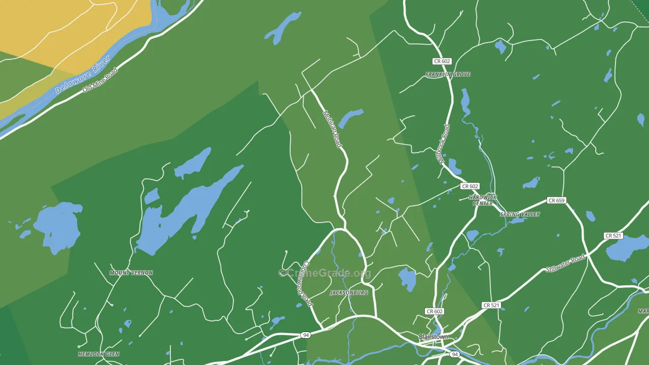 Jacksonburg, NJ Map of Vehicle Theft Rates