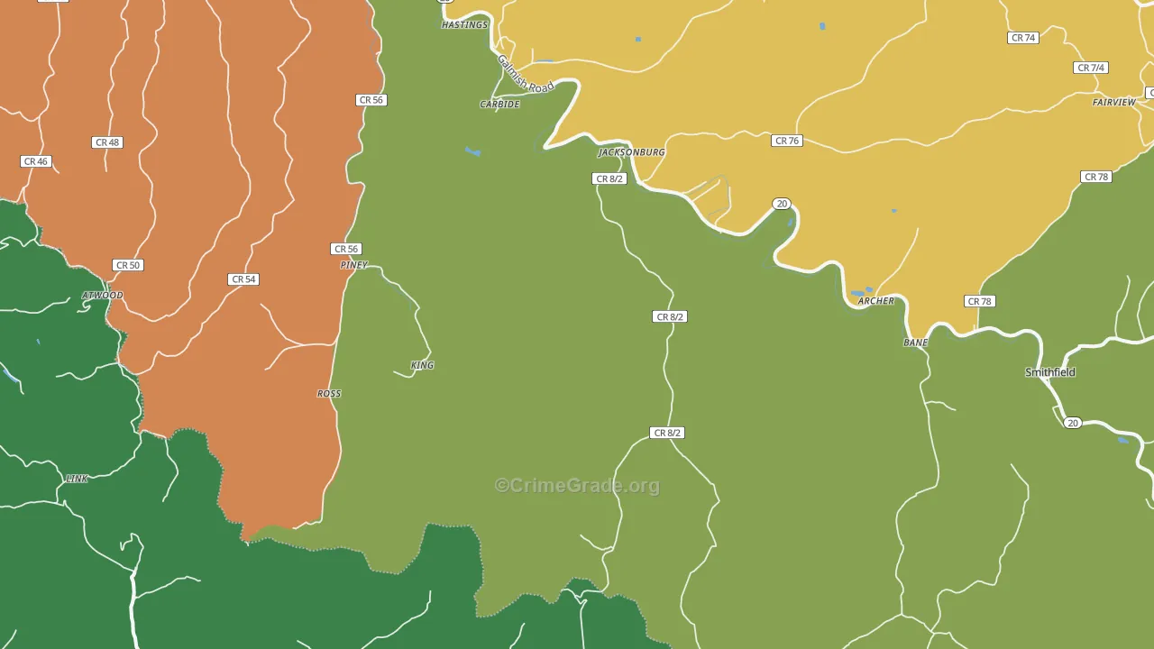 Jacksonburg, WV Map of Vehicle Theft Rates
