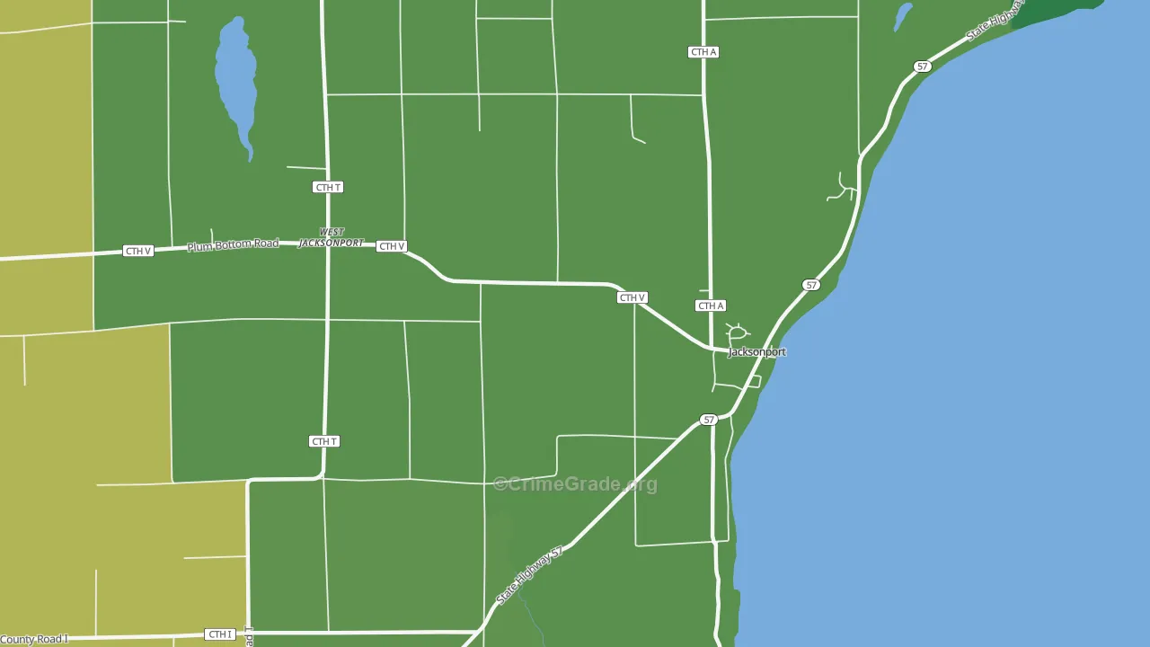 Jacksonport, WI Map of Vehicle Theft Rates