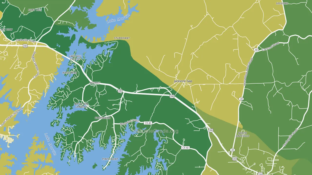 Jacksons' Gap, AL Map of Vehicle Theft Rates