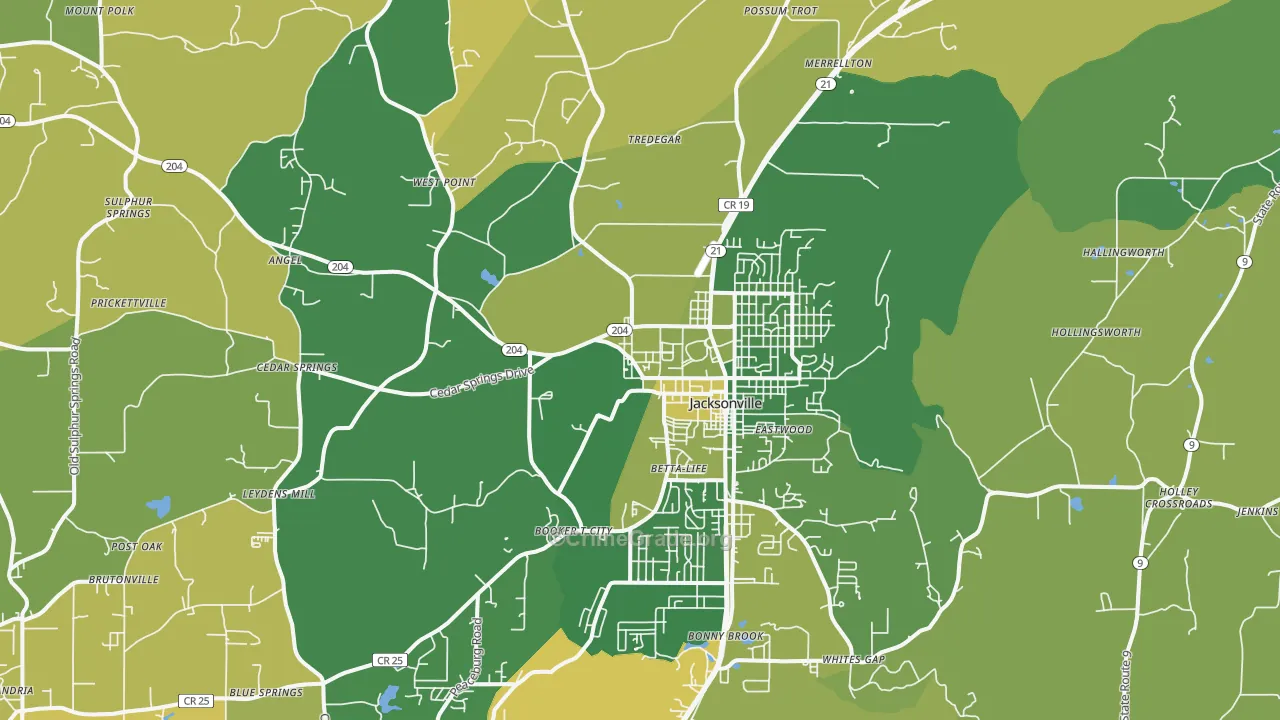 Jacksonville, AL Map of Vehicle Theft Rates