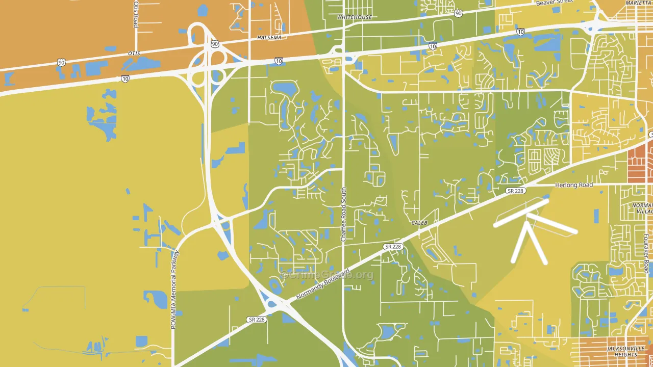Jacksonville Farms-Terrace, Jacksonville, FL Map of Vehicle Theft Rates