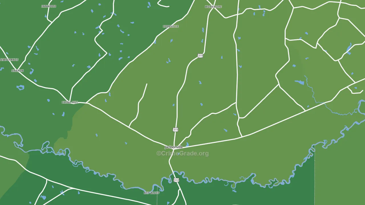 Jacksonville, GA Map of Vehicle Theft Rates