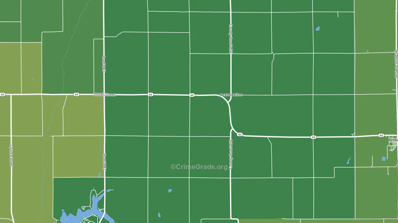 Jacksonville, IA Map of Vehicle Theft Rates