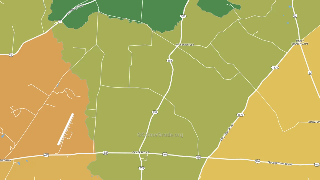 Jacksonville, KY Map of Vehicle Theft Rates