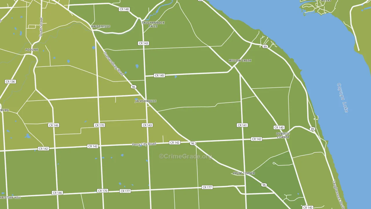 Jacksonville, NY Map of Vehicle Theft Rates
