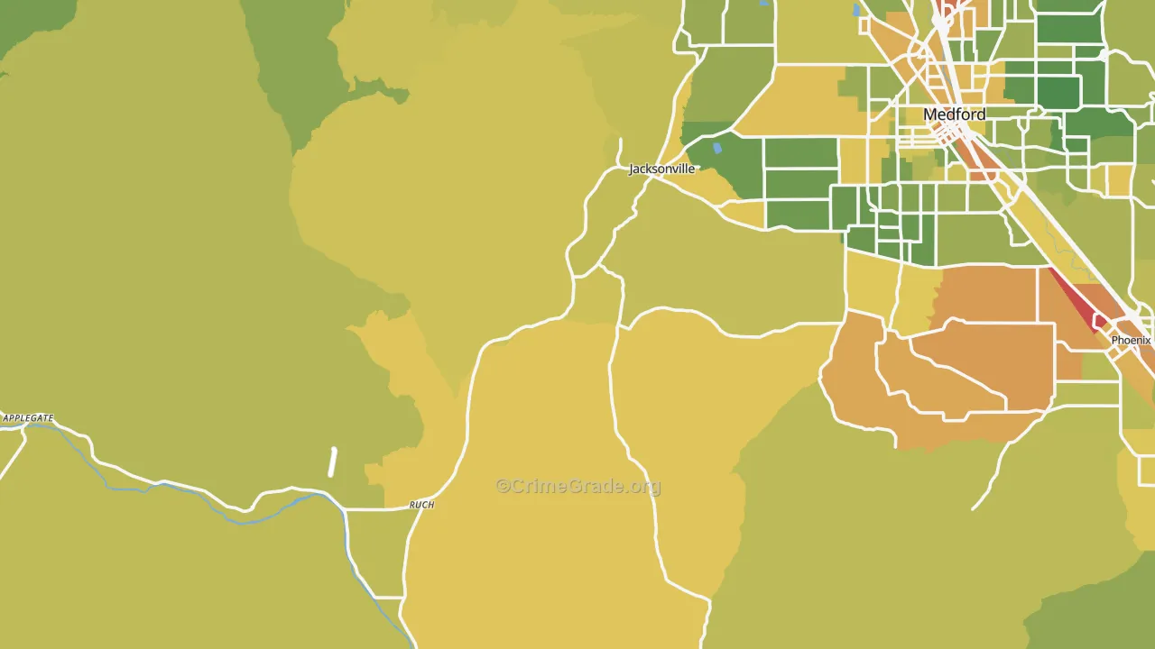 Jacksonville, OR Map of Vehicle Theft Rates