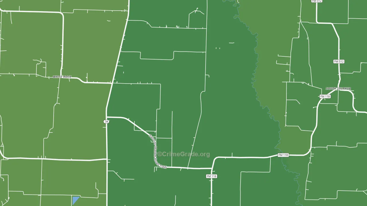 Jacobia, TX Map of Vehicle Theft Rates