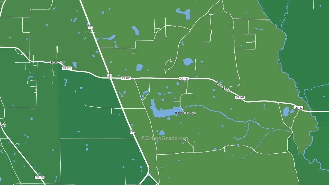 Jacobs, FL Map of Vehicle Theft Rates