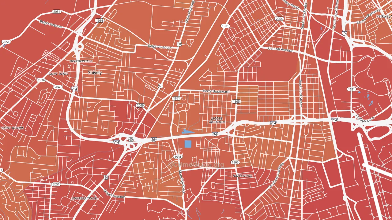 Jacobs, Louisville, KY Map of Vehicle Theft Rates