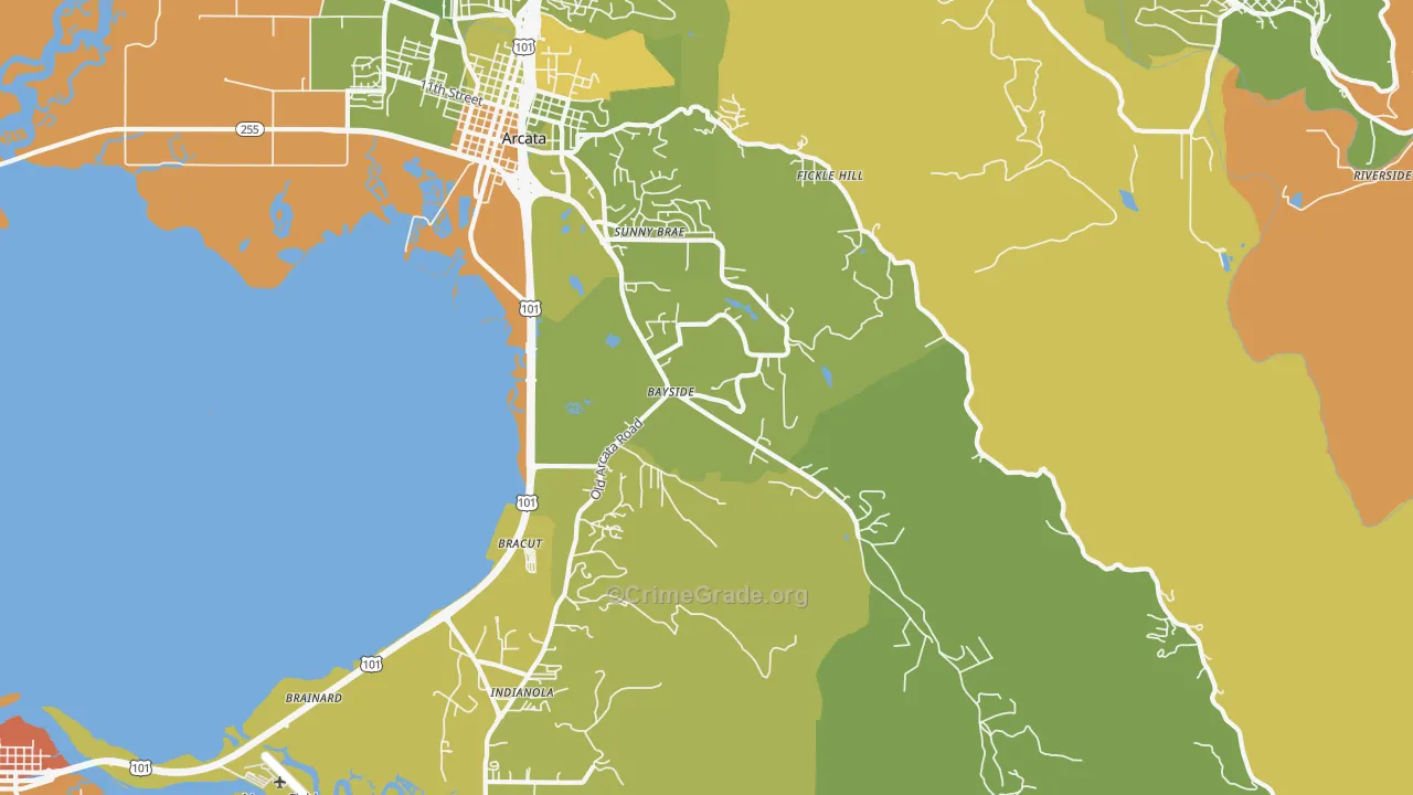 Jacoby Creek, Arcata, CA Map of Vehicle Theft Rates