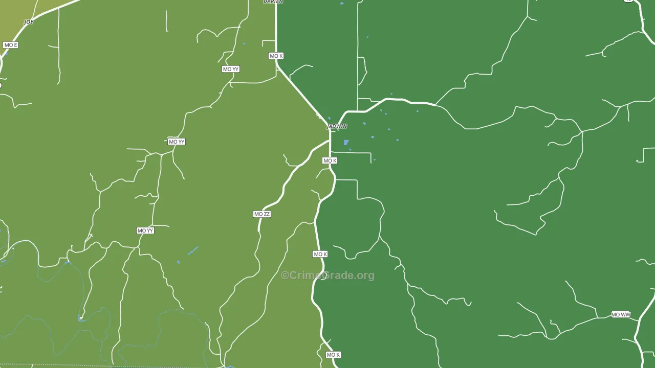 Jadwin, MO Map of Vehicle Theft Rates