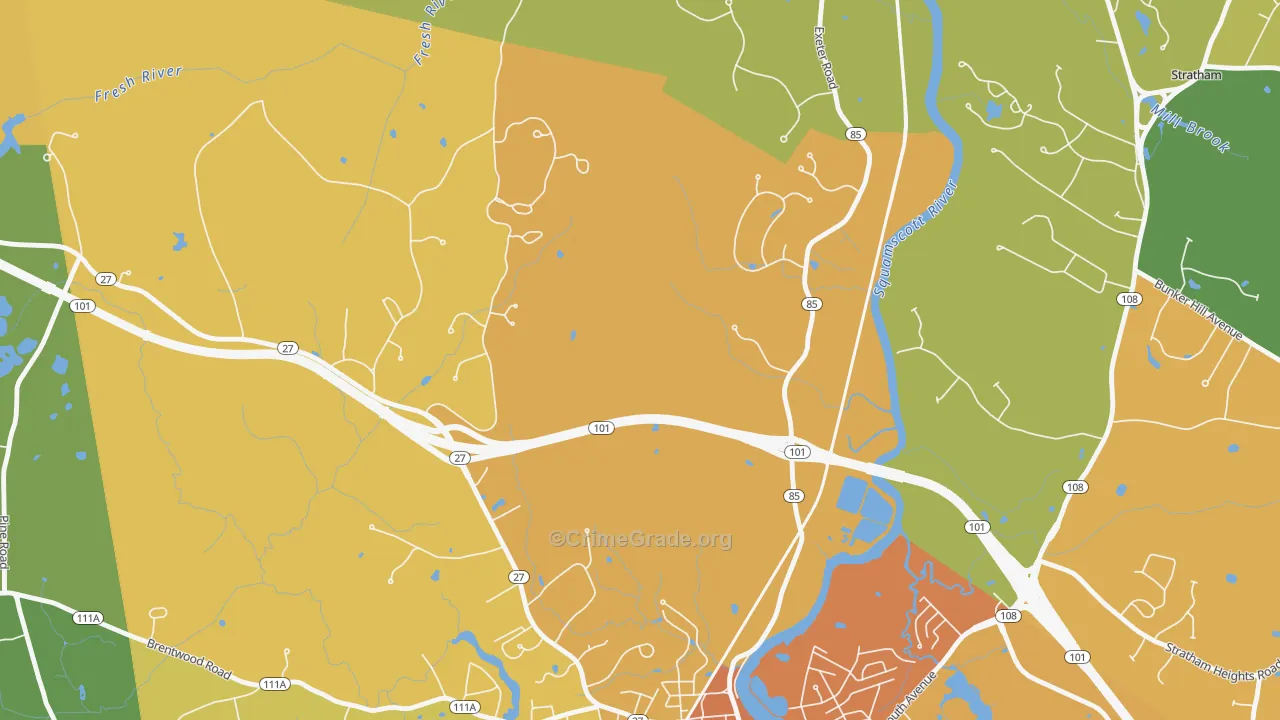 Jady Hill, NH Map of Vehicle Theft Rates