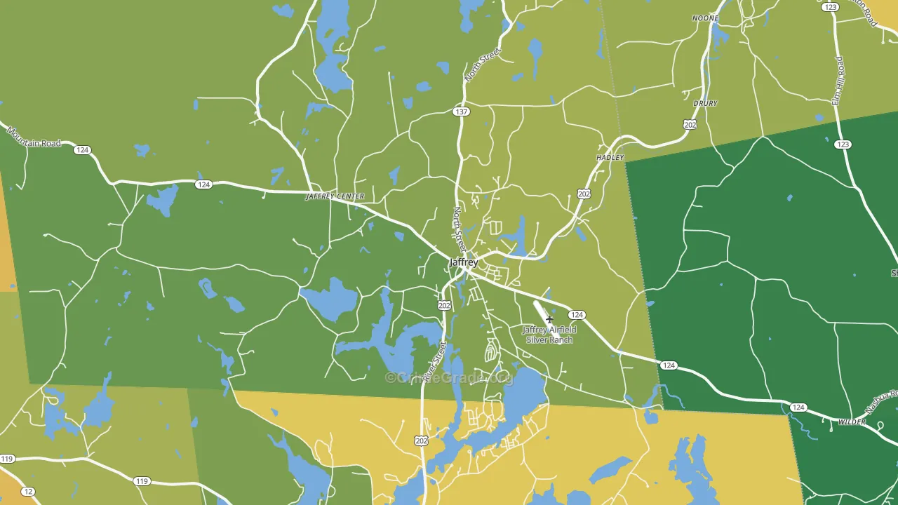 Jaffrey, NH Map of Vehicle Theft Rates