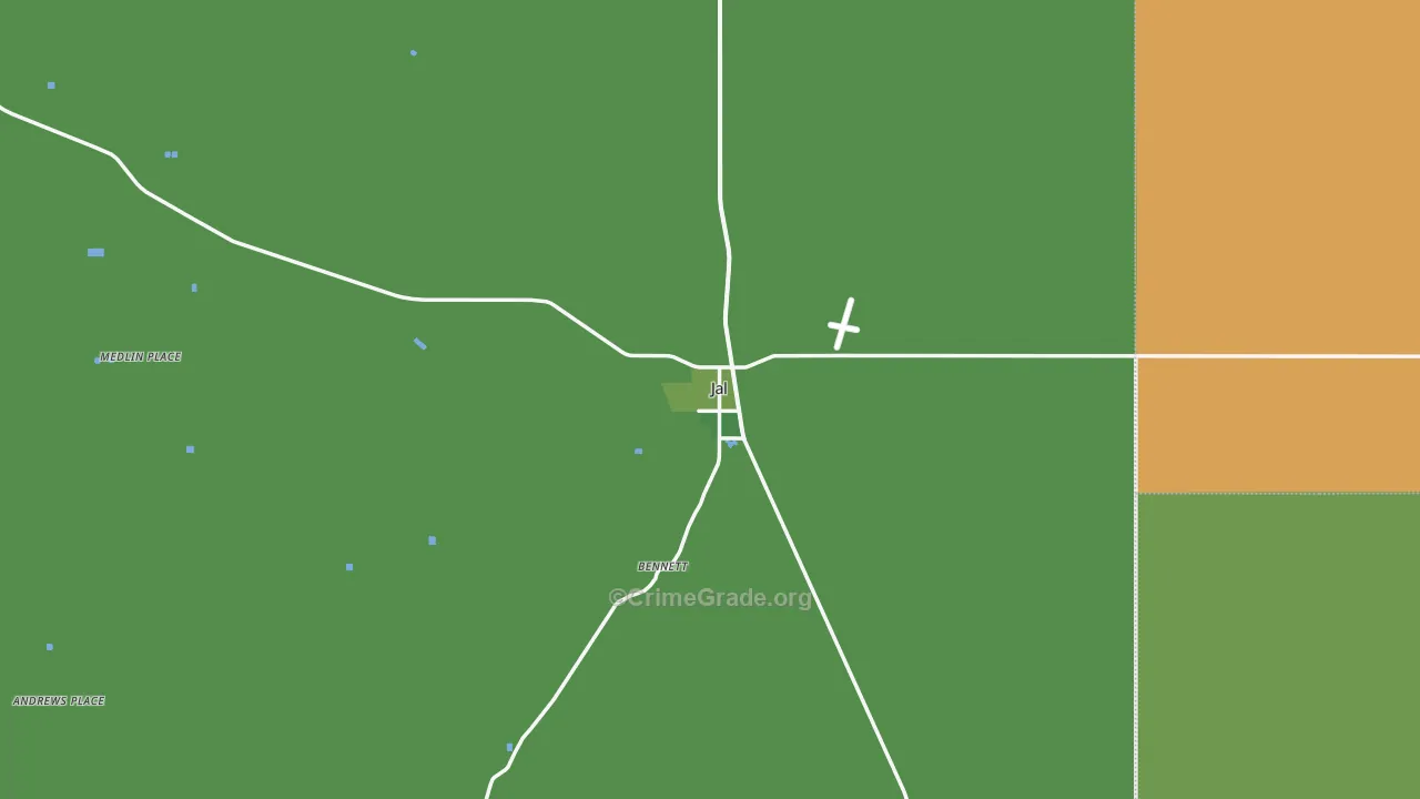 Jal, NM Map of Vehicle Theft Rates