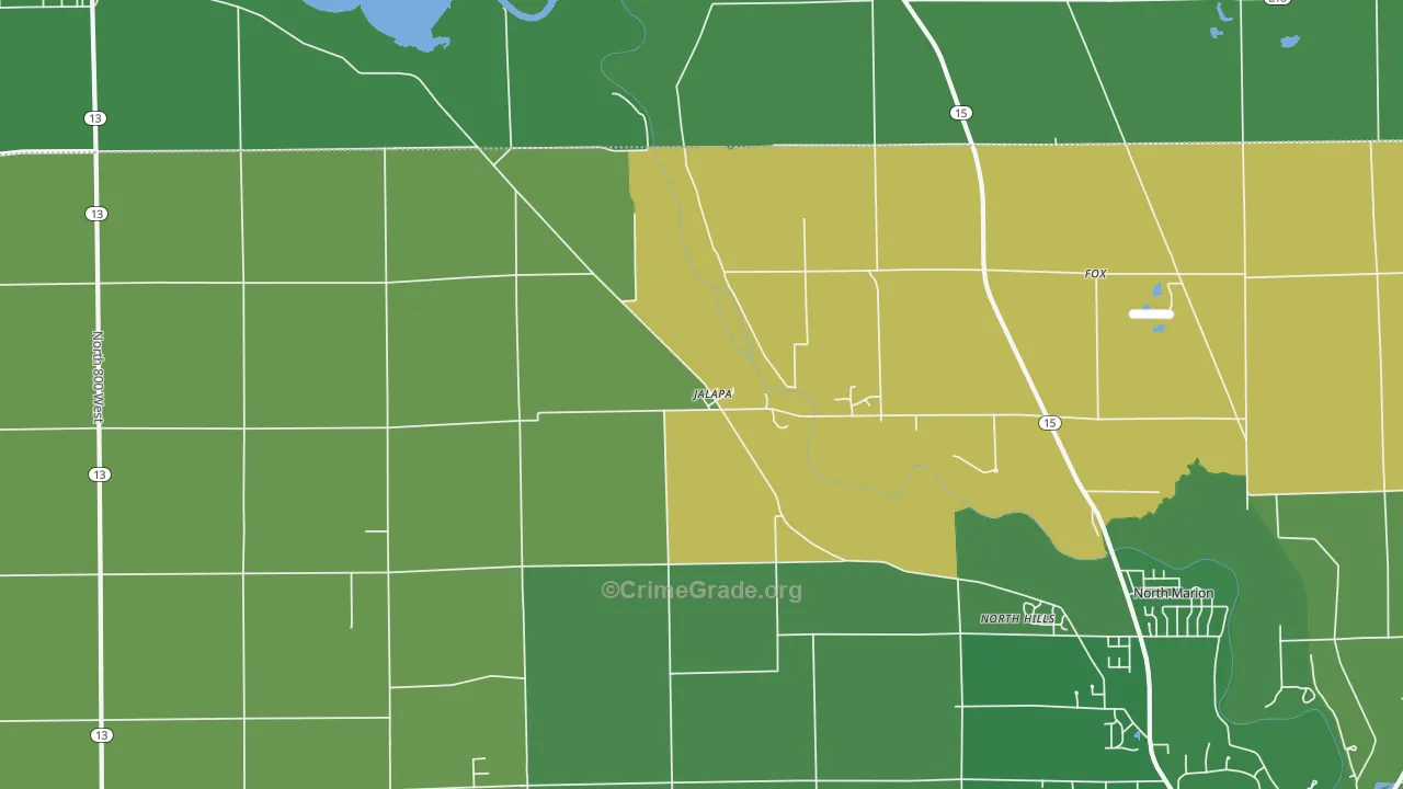 Jalapa, IN Map of Vehicle Theft Rates