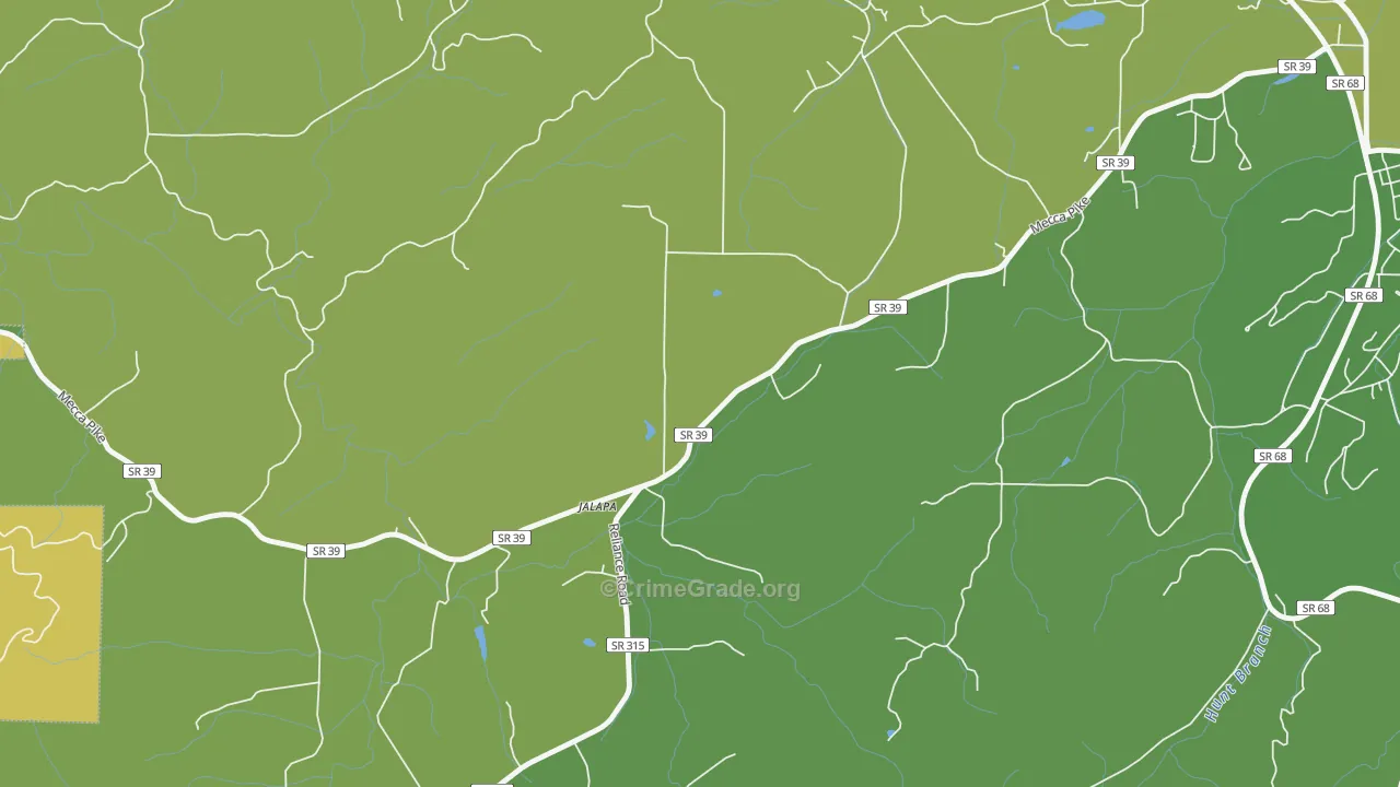 Jalapa, TN Map of Vehicle Theft Rates