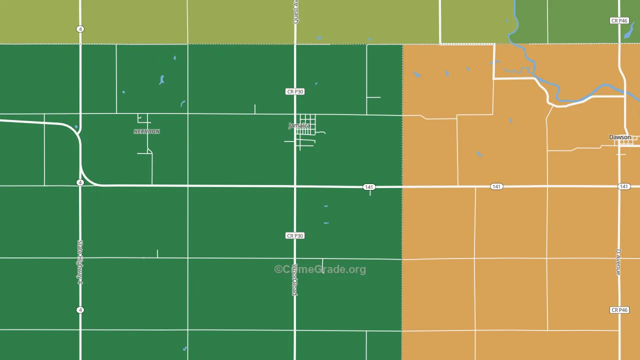 Jamaica, IA Map of Vehicle Theft Rates