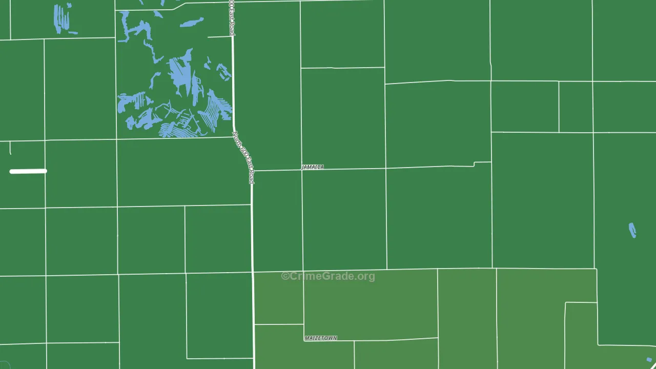Jamaica, IL Map of Vehicle Theft Rates