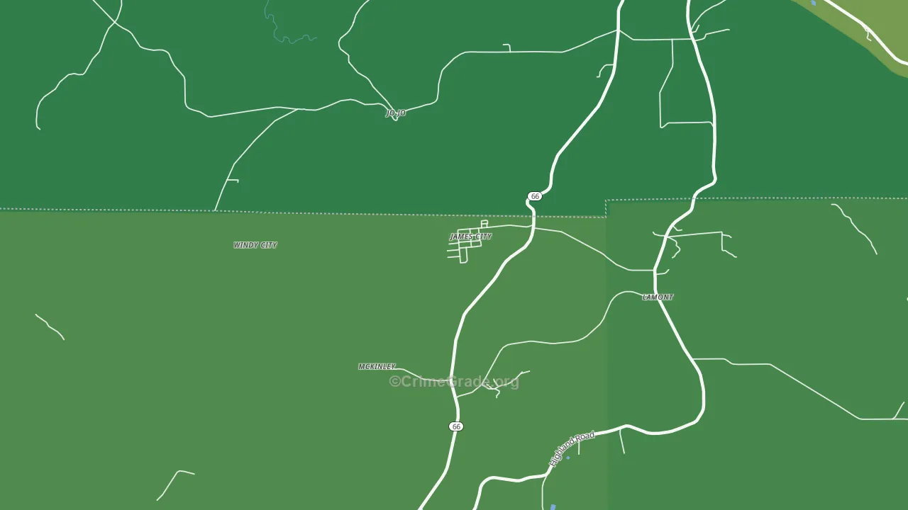 James City, PA Map of Vehicle Theft Rates