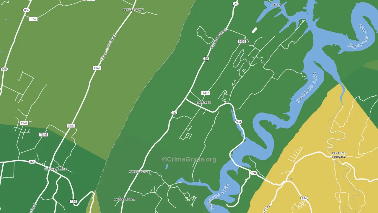 James Creek, PA Map of Vehicle Theft Rates