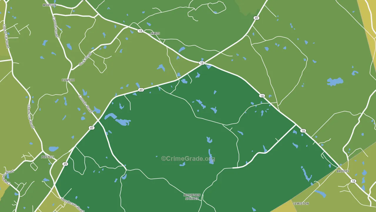 James, GA Map of Vehicle Theft Rates