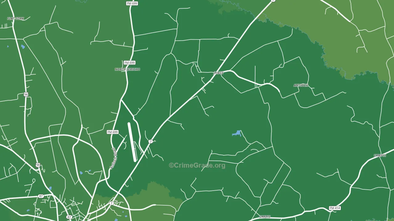 James, TX Map of Vehicle Theft Rates