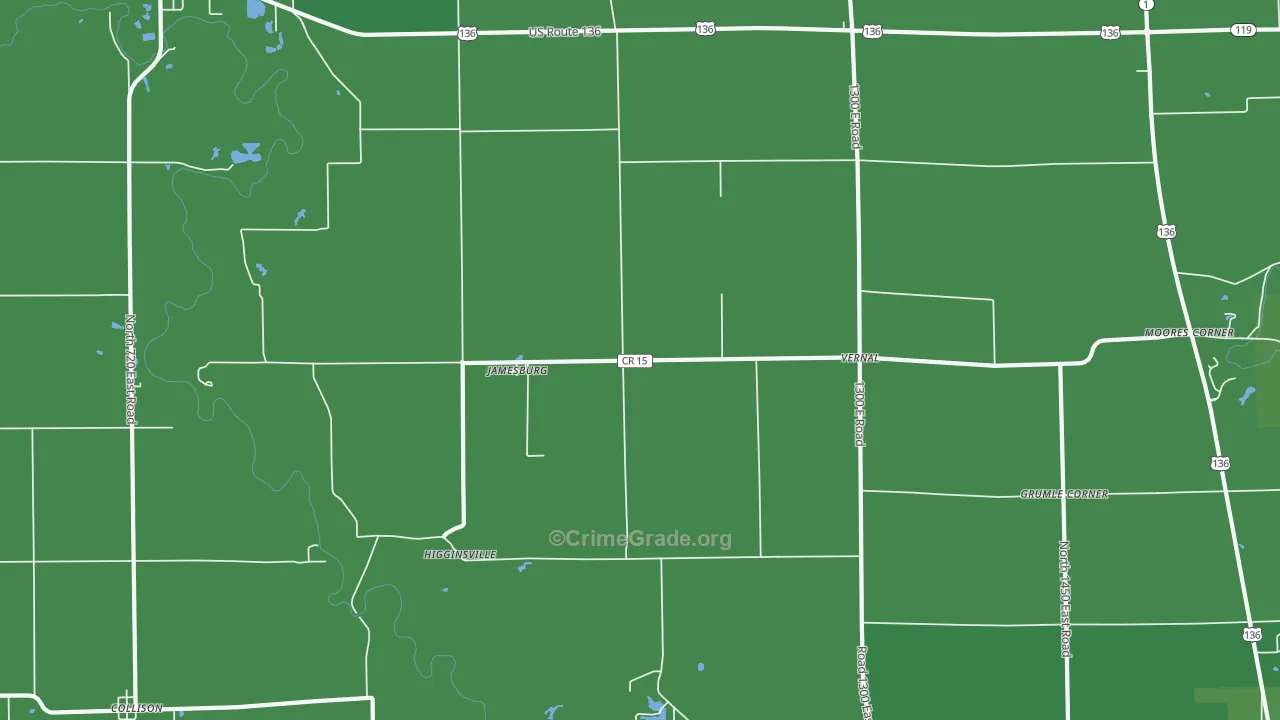 Jamesburg, IL Map of Vehicle Theft Rates