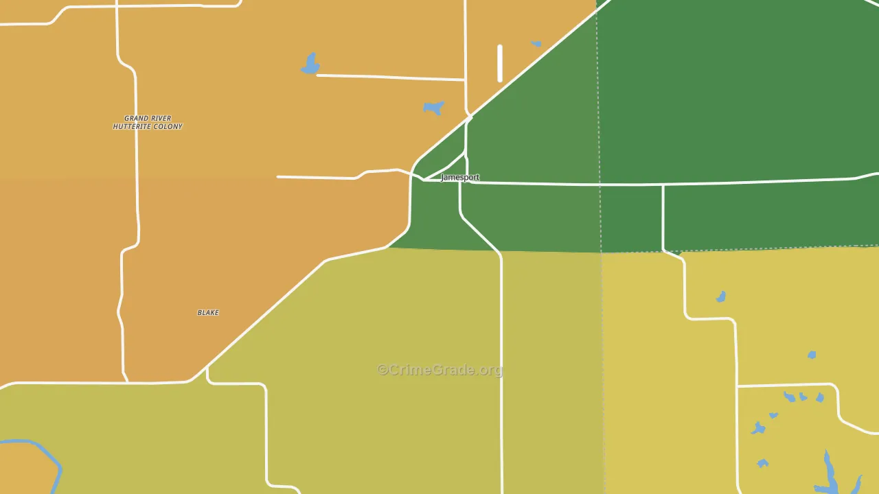 Jamesport, MO Map of Vehicle Theft Rates