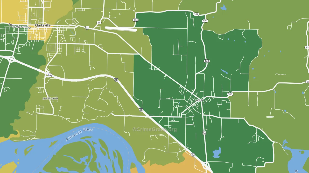 Jamestown, AR Map of Vehicle Theft Rates