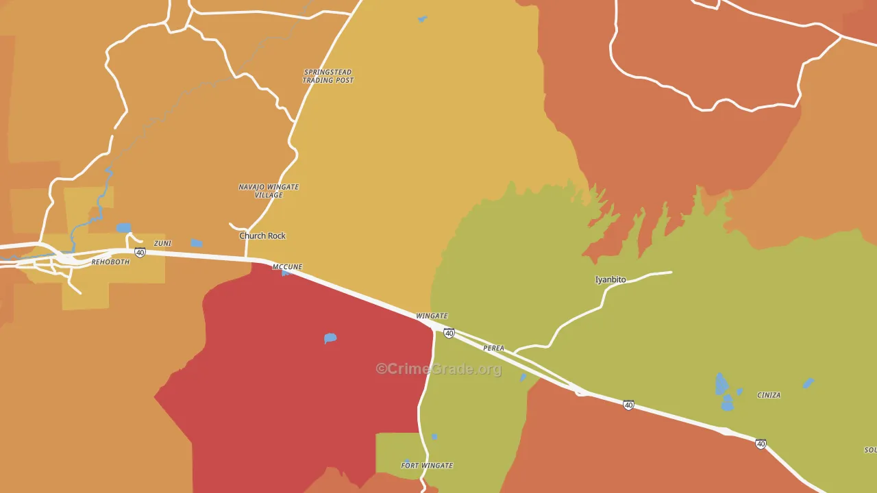Jamestown, NM Map of Vehicle Theft Rates